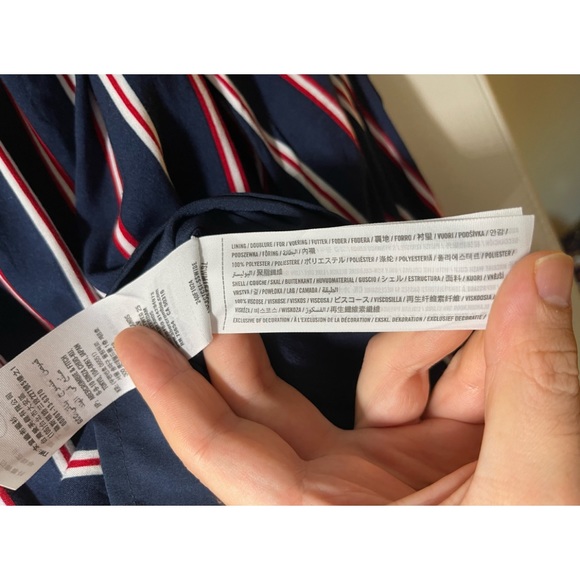 Abercrombie Kids Girls Blouse 11/12 Stripe Blue White Cold Shoulder Long Sleeve - Picture 6 of 6